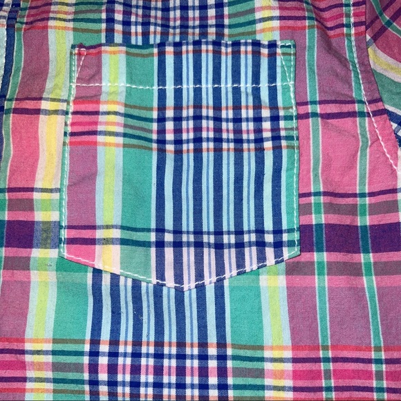 Gymboree Boys Plaid Dress Shirt - M (7-8) pink blue yellow green - Picture 4 of 7